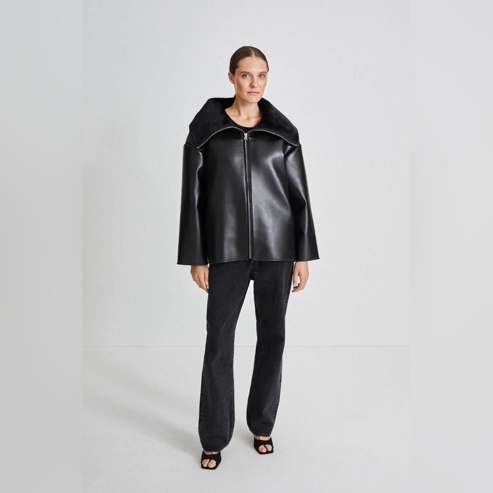 New (NWT) Stylein oversize Venla Faux Leather FurJacket Black size XL